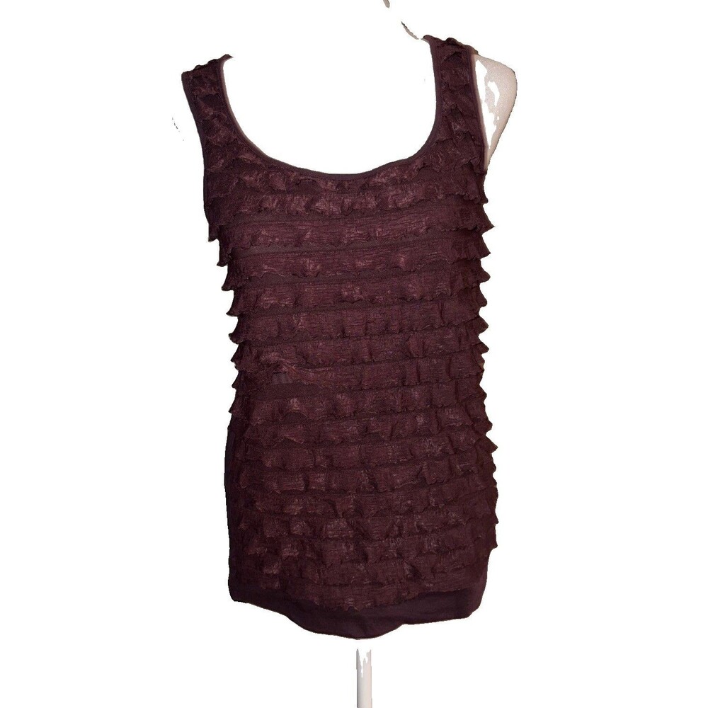 Ann Taylor Loft Sleeveless Brown Ruffled Tank Top Size Small